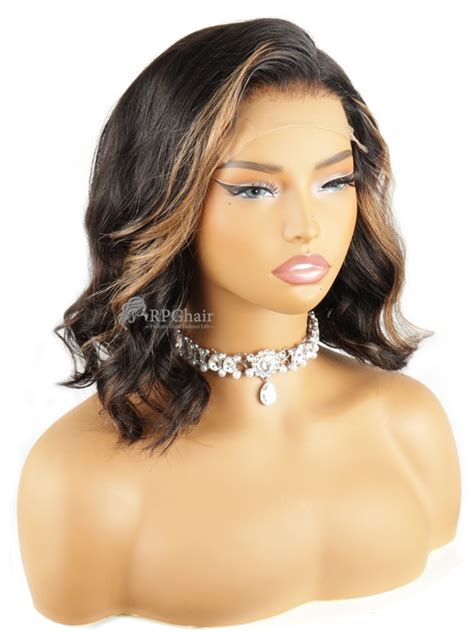 Blonde Mix Black Loose Wave Glueless X X Closure HD BOB Lace Wig HCW