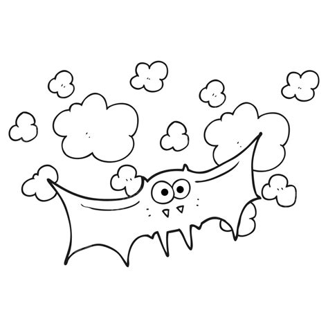 Freehand Drawn Black And White Cartoon Vampire Bat, Cartoon, Hand