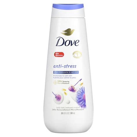 Dove Anti Stress Body Wash Blue Chamomile And Oat Milk 20 Fl Oz 591 Ml