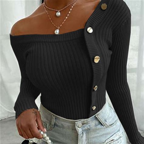 Women Sexy V Neck Pullover Sweater Stretch Slim Solid Warm Knitted