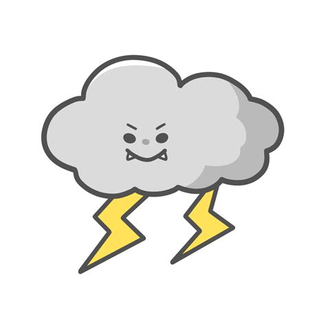 【生活・天気】雷と雲のかわいいフリーイラスト フタバのフリーイラスト