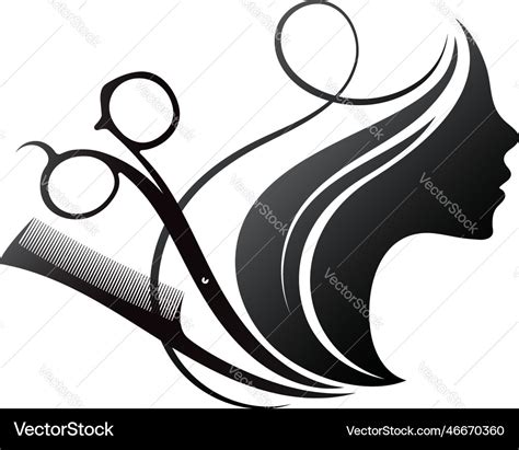 Girl Face Silhouette Hair Stylist Scissors Comb Vector Image