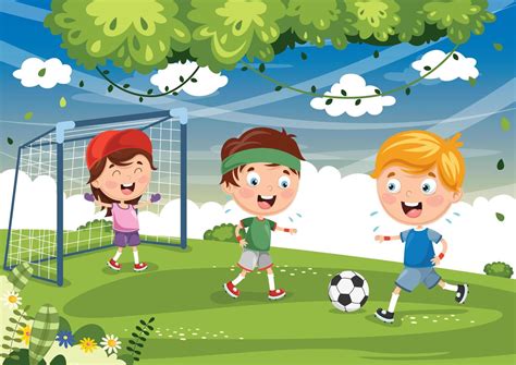 Crianças Jogando Futebol Com Gol 1128662 Vetor No Vecteezy