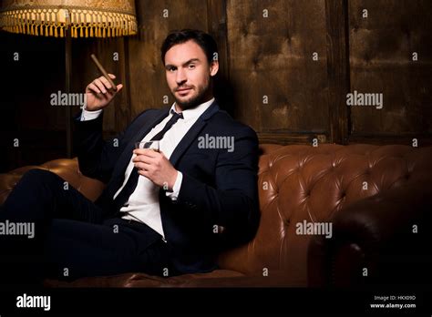 Rich Businessman With Cigar Stock Photo Alamy