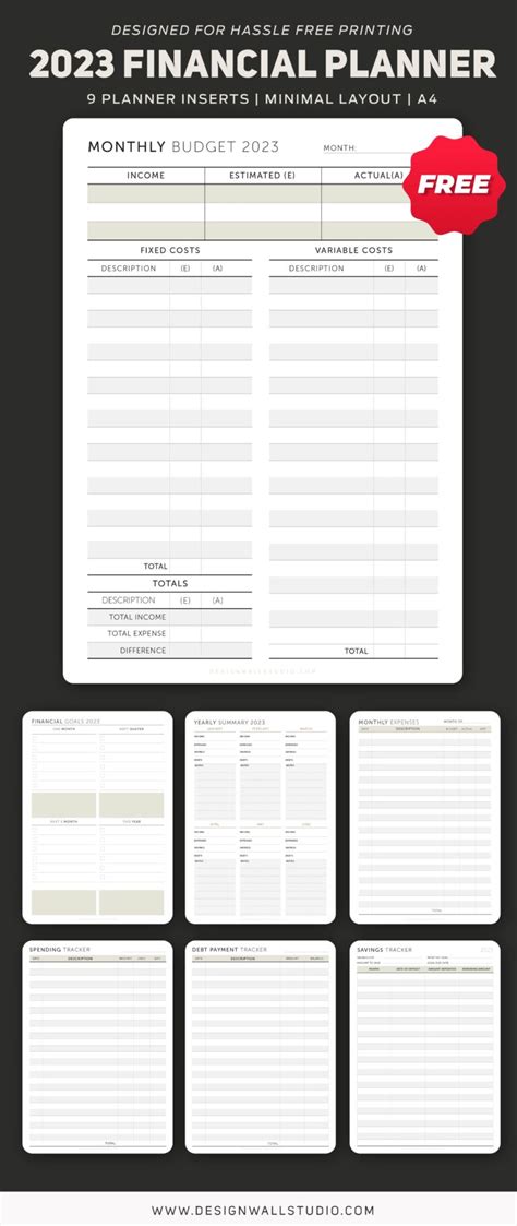 2023 Financial Planner Printable A4 Free Download 9 Layouts