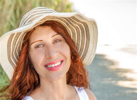 Redhead Mature Woman Portrait Stock Image Image Of Happy Panama 98794555
