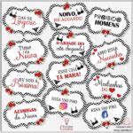 Plaquinhas Para Fotos De Ch De Lingerie Preto E Vermelho Est Dio Creatus