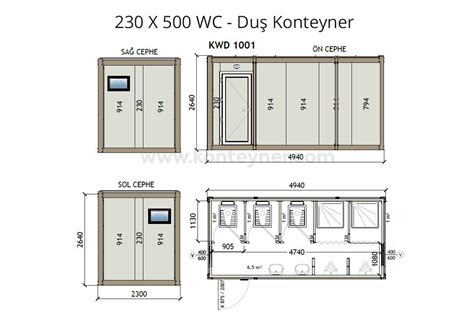 KW6 230x500 Duş WC Konteyneri Konforlu ve Pratik Tuvalet WC