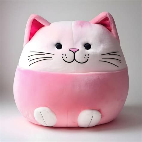 Мягкая игрушка плюшевая розовая кошка на прозрачном фоне | Премиум PSD Файл