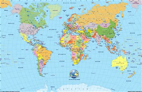 map of earth- with labeled continents 1