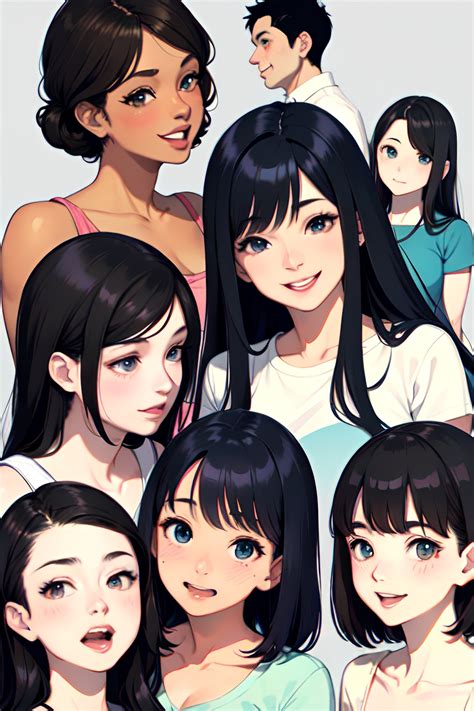 Anime Pregnant Small Tits 50s Age Laughing Face Black Hair Straight Hair Style Light Skin Skin