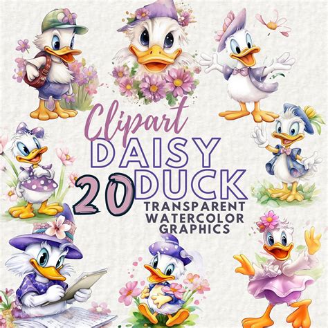 Daisy Duck Clipart Daisy Watercolor Watercolor Daisy Daisy Etsy