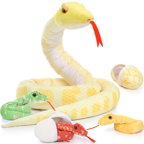 Tezituor 6Pcs Snake Stuffed Animal 79" Giant Snake Plush with 3 Babies