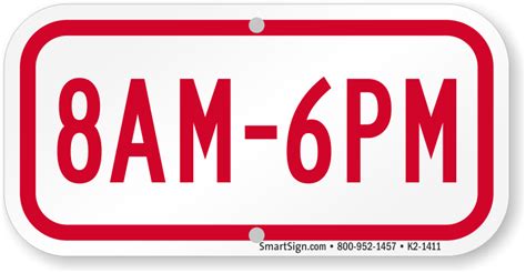 8am To 6pm Supplemental Parking Sign Sku K2 1411