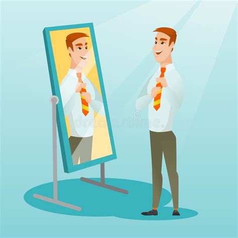 Business Man Looking Himself In The Mirror Stock Vector Illustration