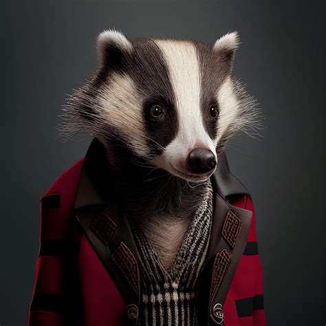 Premium AI Image | A badger wearing a jacket and jacket with the word ...