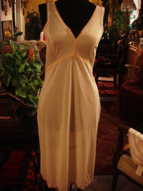 Vintage S Lingerie Light Nude Smooth Satin Slip Dress Gown Etsy