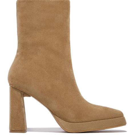 Miss Lola Shoes Platform Block Heel Ankle Boots In Nude Poshmark