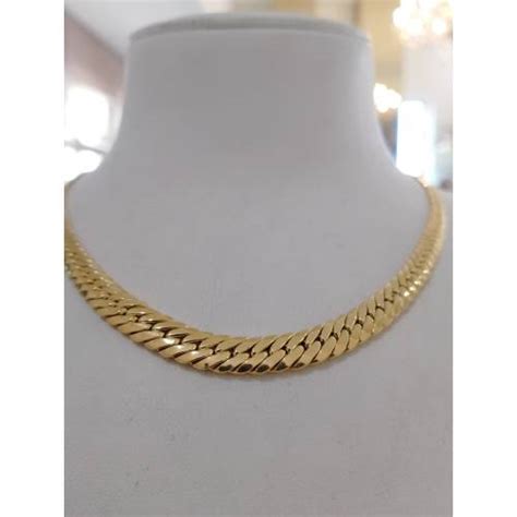 Collana Donna Serpentina Oro Giallo 750 18 Karati Maglia Piatta Lucida