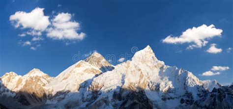 Mount Everest Evening Sunset Panoramic View Stock Image Image Of