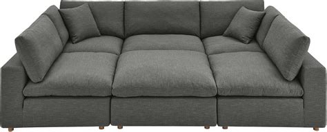 Commix Down Filled Overstuffed 6 Piece Sectional Sofa In Gray By Modway