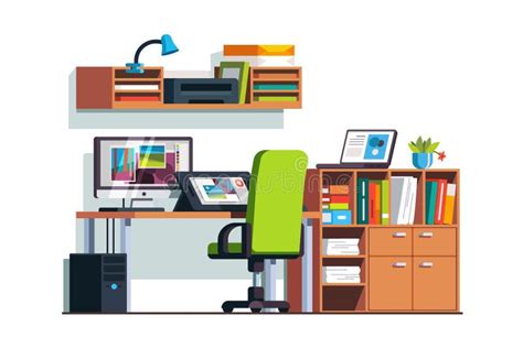 Illustrator Y Sitio Del Diseñador Con La Tableta Gráfica Ilustración