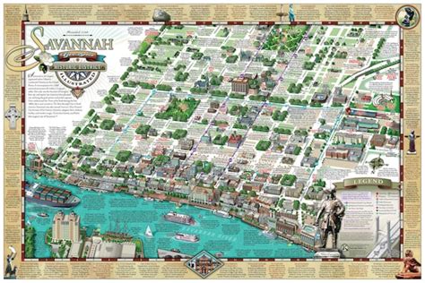 Savannah Historic District Illustrated Map Folded | Etsy