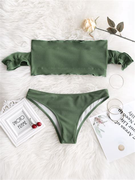 ZAFUL Bikini mujeres traje de baño Sexi Bikini volantes acanalado