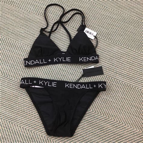 Kendall Kylie Swim Kendallkylie Logo Bikini Black Xsmedium New Nwt Poshmark