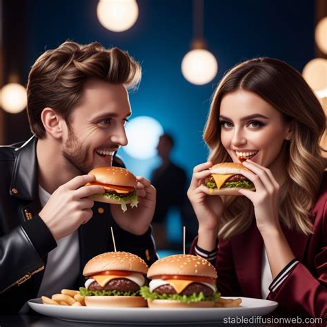 Forsen And Nina Eating Burgers On Silky Smooth Backdrop Prompts