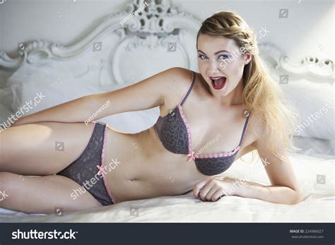 Beautiful Blonde Woman Lying On Bed Stock Photo Shutterstock