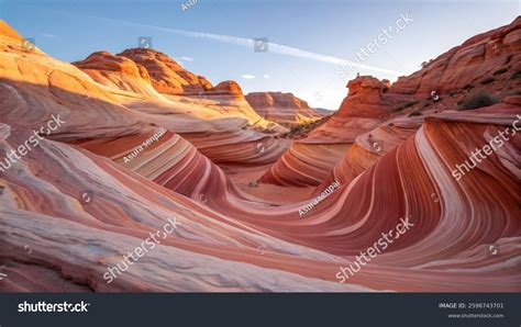 wave arizona stunning sandstone rock formation stock photo
