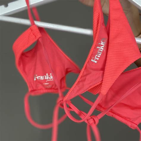 Frankies Bikinis Coral Ribbed Bikini From Depop