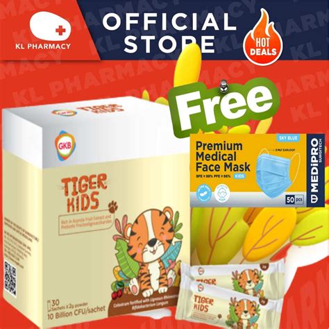 Free 1 Box Medipro Kids Mask Gkb Tiger Kids Immunity Booster 2g X