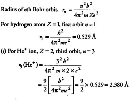 radius   bohr orbit  hydrogen atom    cbse class