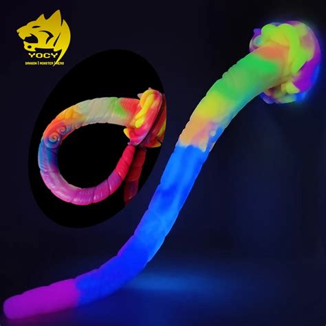 Yocy Zoll Lange Butt Plug Einhorn Fantasie Dildo Silikon Weiche Anal Plug Glowing In