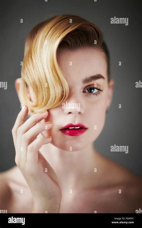 Beauty Editorial With Blonde Model Stock Photo Alamy