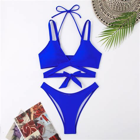 Wavsuf Swimsuit Women Bikini Sexy Beach Summer Blue Swimsuits Sets Size M Walmart