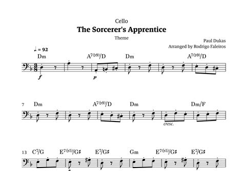 The Sorcerer S Apprentice Theme Arr Rodrigo Faleiros Sheet Music