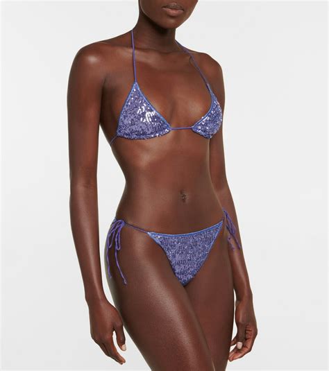Oseree Sequin Embellished Triangle Bikini Oseree
