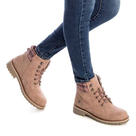 Botines Planos Nude Con Estampado De Cuadros En El Tobillo Refresh Querol