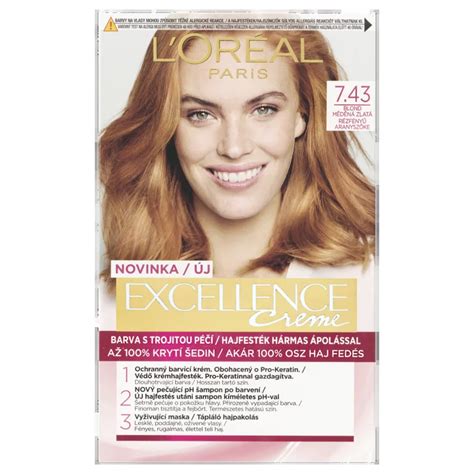 ĽOréal Paris Excellence Créme Krémhajfesték 7 .43 Rézfényű aranyszőke ...