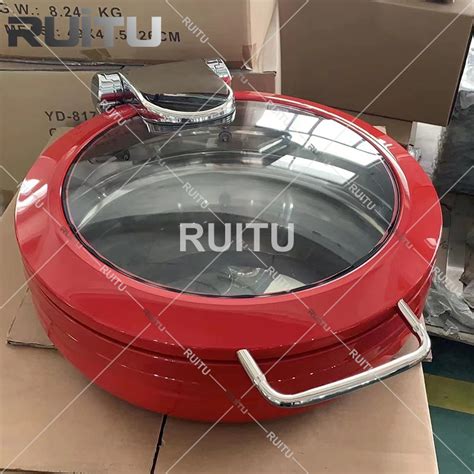 Hot Food Holding Catering Restaurant Shafing Dishes Round Steam Table Buffet Chafing Dish Red