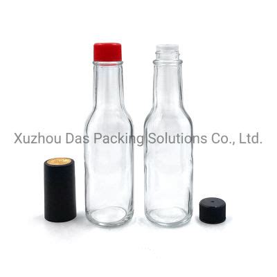 China Pack Oz Clear Glass Hot Sauce Woozy Bottles With Black Cap Shrink Band And Orifice