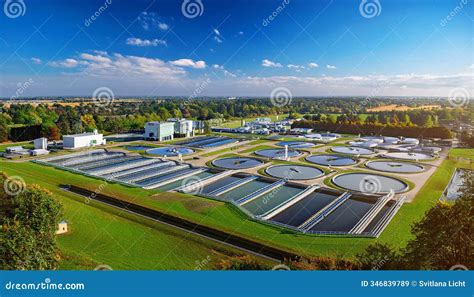 Modern Sewage Biological Wastewater Treatment Plant During Daylight