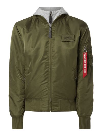 Alpha Industries Bomber mit Sweatblende und Kapuze (oliv) online kaufen