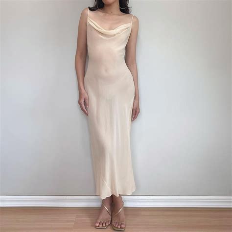 Vintage Victoria S Secret Nude Silk Sheer Gown Size Depop Translucent Dresses Fashion