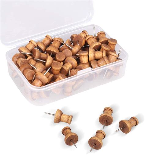 Amazon 120 Pcs Wood Push Pins Walnut Standard Wooden Thumb