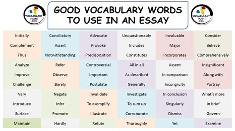 Good Vocabulary Words To Use In An Essay Vocabulary Point