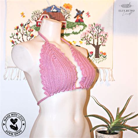 Handmade Crochet Boho Style Pink Bikini Topfestival Etsy